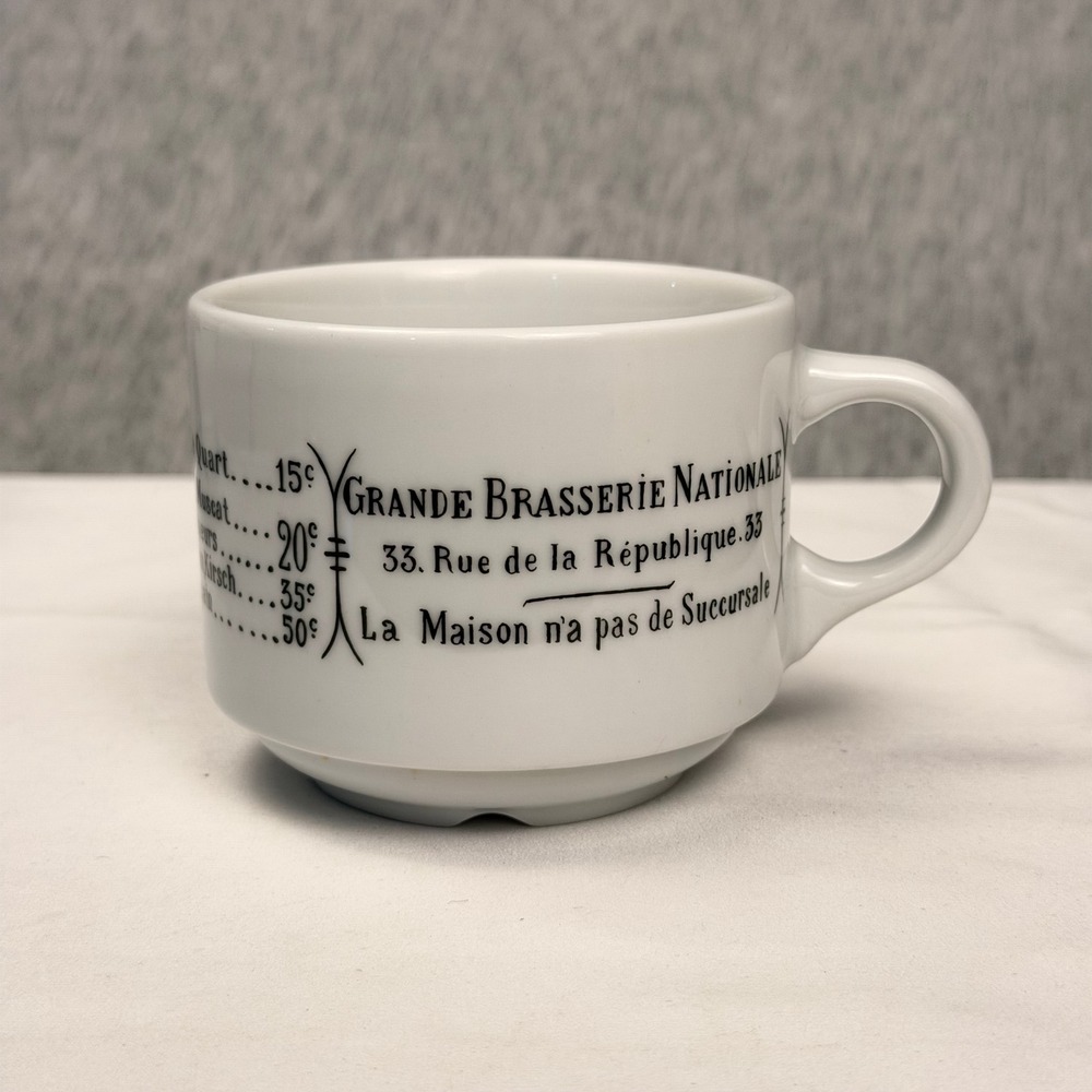 Pillivuyt France Grande Brasserie Nationale Porcelain Coffee Mug Bistro Cup